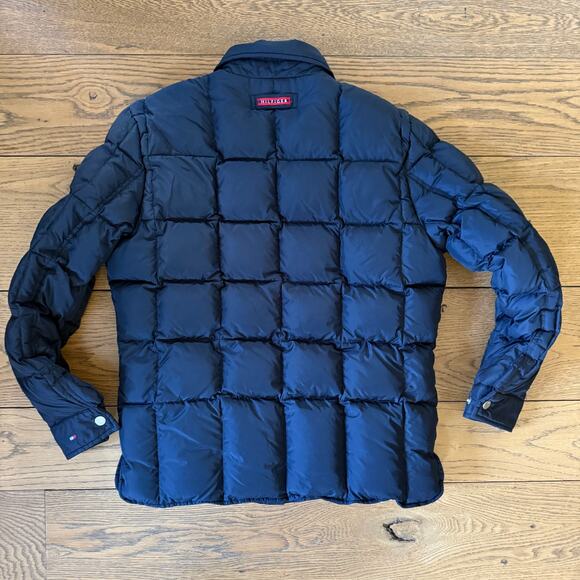 Y2K Tommy Hilfiger Jeans Navy Down Puffer Jacket Coat Mens Small Retro Patriotic - Picture 2 of 10